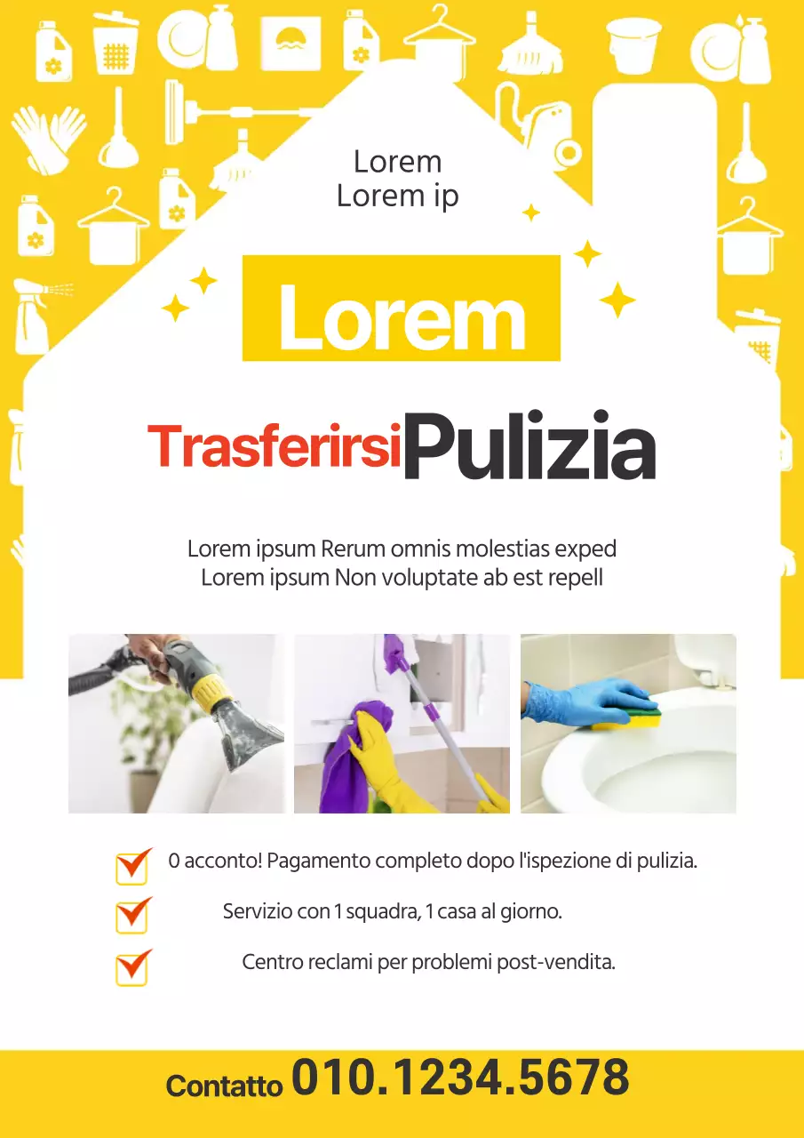 Illustrazione gialla servizio di pulizia carino holbo