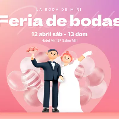 Precioso anuncio de feria de bodas de temática rosa