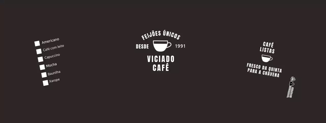 Copo de papel com menu de bebidas de café em preto