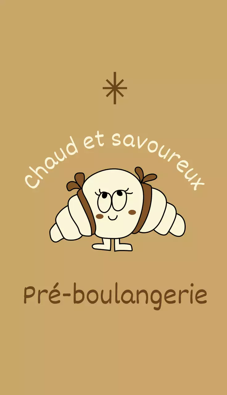 Promouvoir les boulangeries et les cafés avec d'adorables personnages en forme de pain jaune clair et marron.