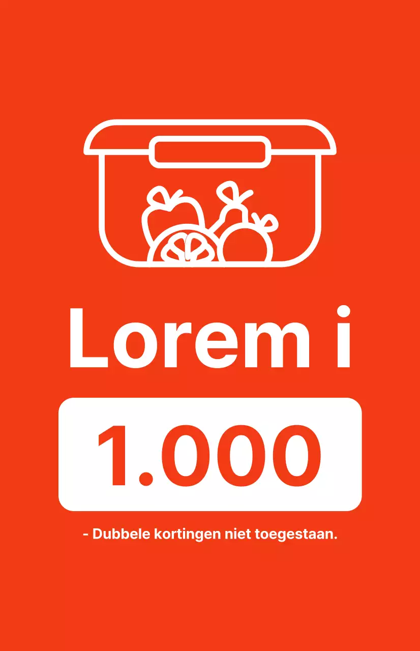 Promoot verpakkingskorting met contrasterende witte tekst op een rode achtergrond