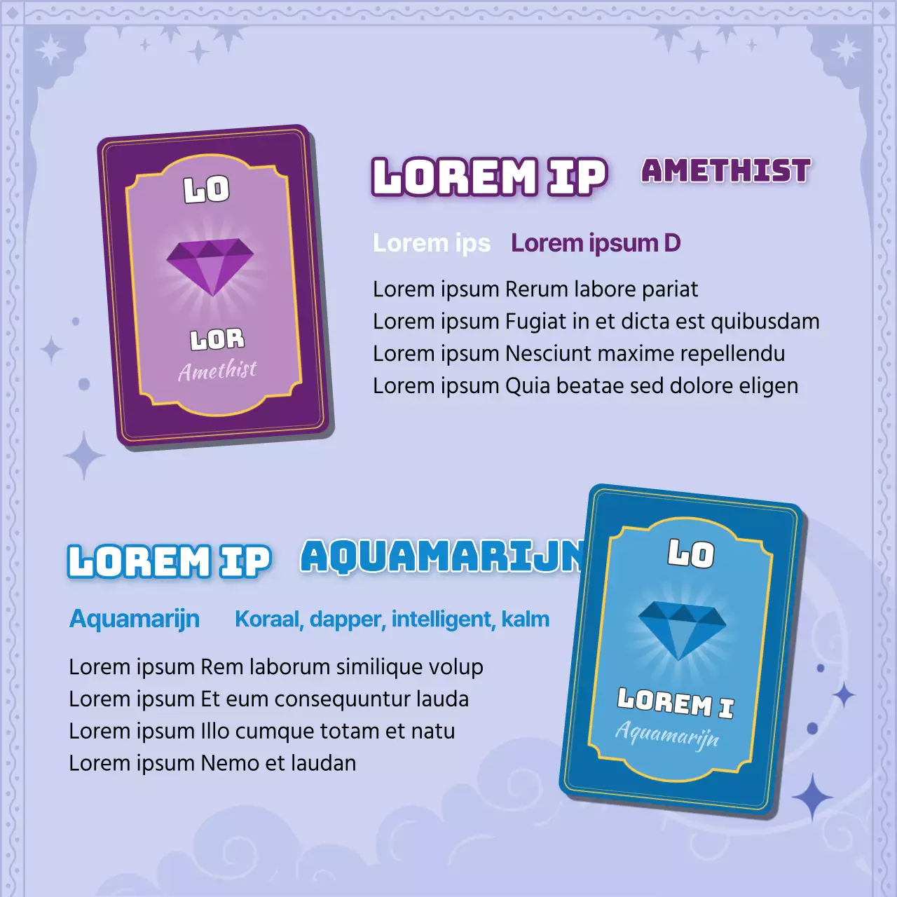 Paarse Tarotkaart Concept Geboortesteen KaartenNieuws Ontwerp