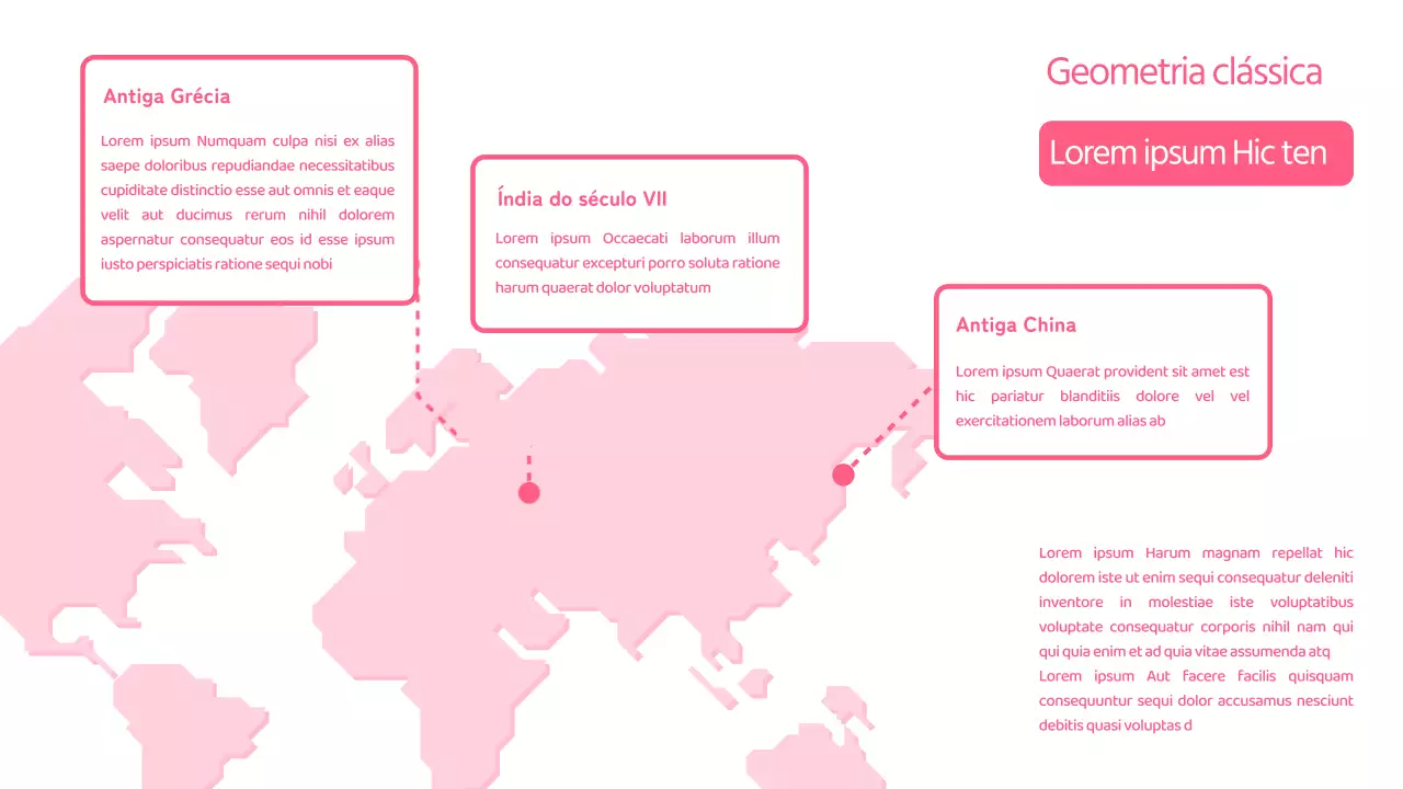 Mapa-mundo em cor-de-rosa
