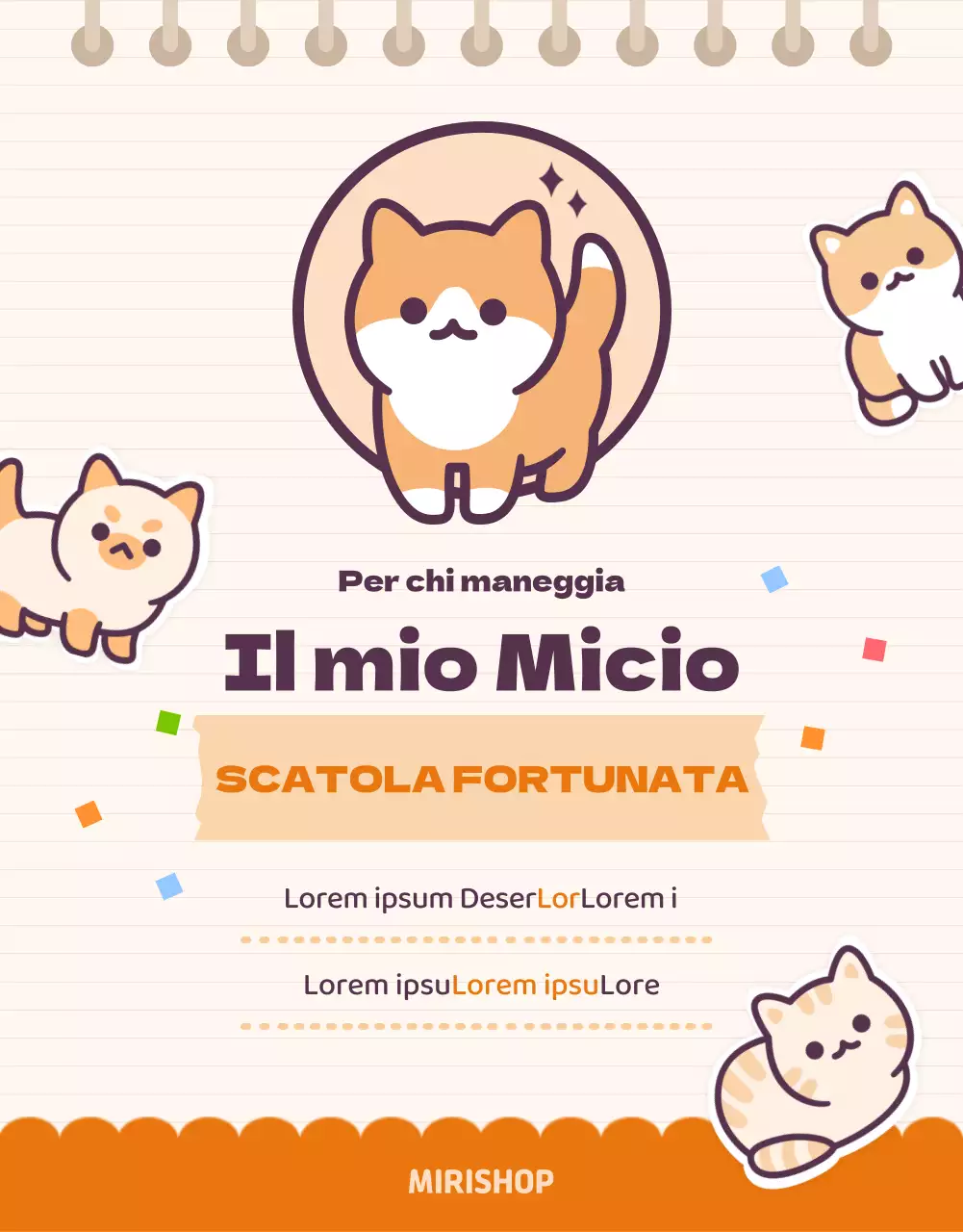 Vi presentiamo la simpatica scatola casuale di cancelleria Cat Daku arancione e beige
