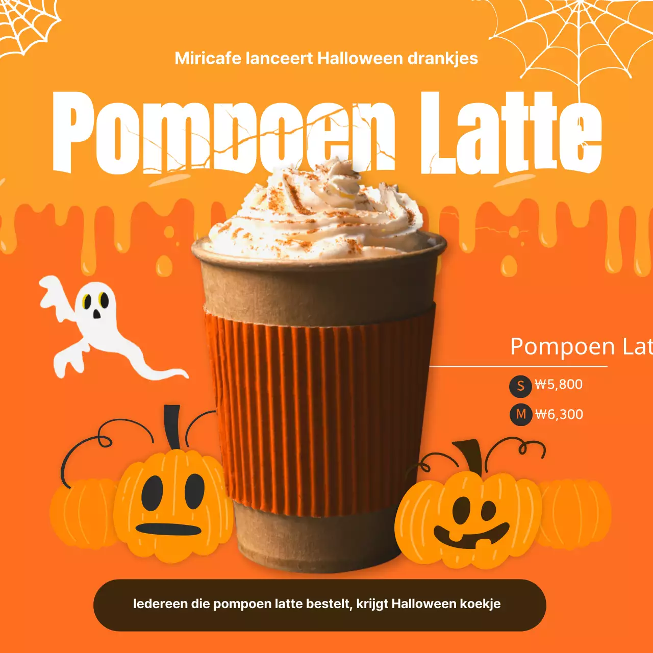 Oranje Leuke Halloween Illustratie HalloweenDrinks Instagram Feed voor Café