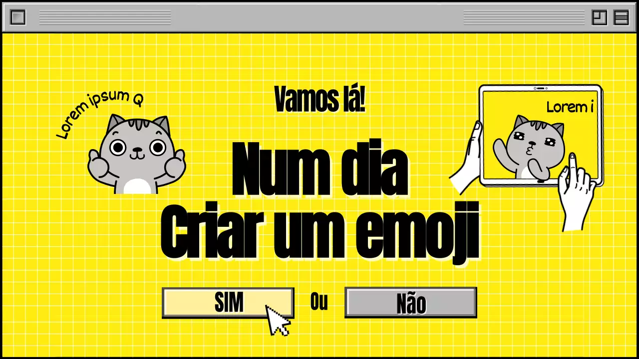 Conceito de ecrã Web amarelo e cinzento Criar um emoji num dia