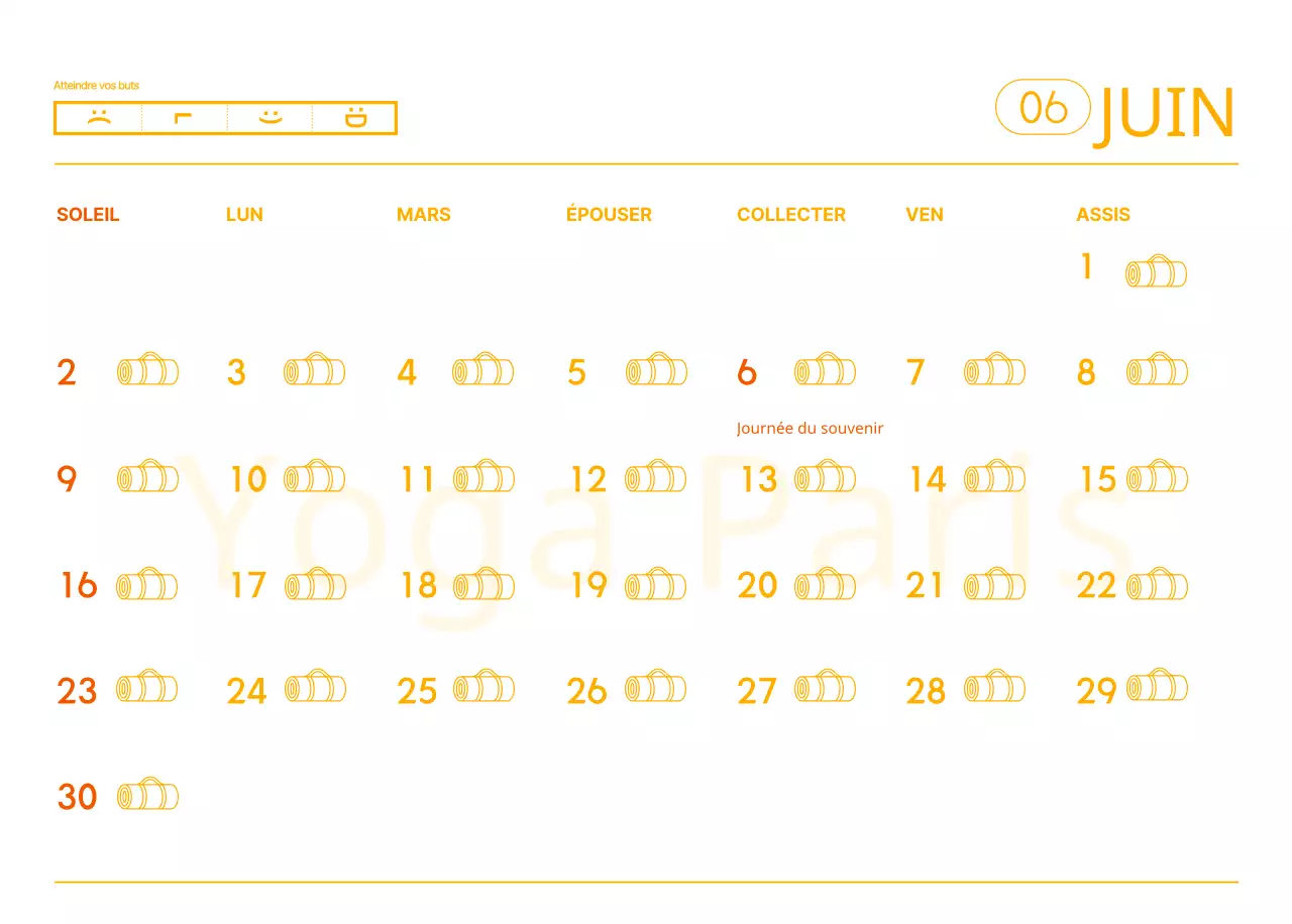 Calendriers orange à distribuer lors de la promotion de votre studio de yoga