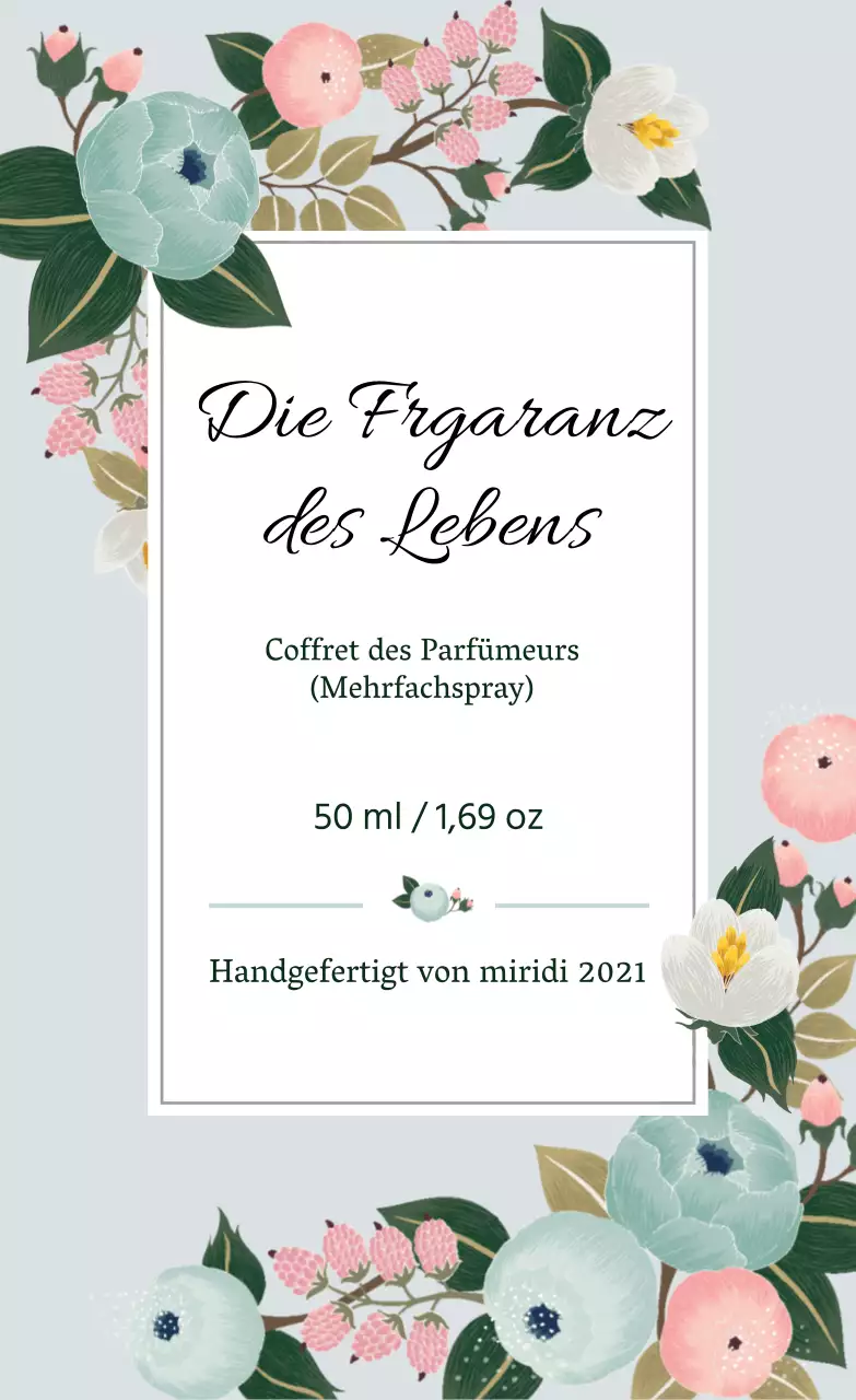 Vintage-Parfüm-Etikett mit blauer Illustration