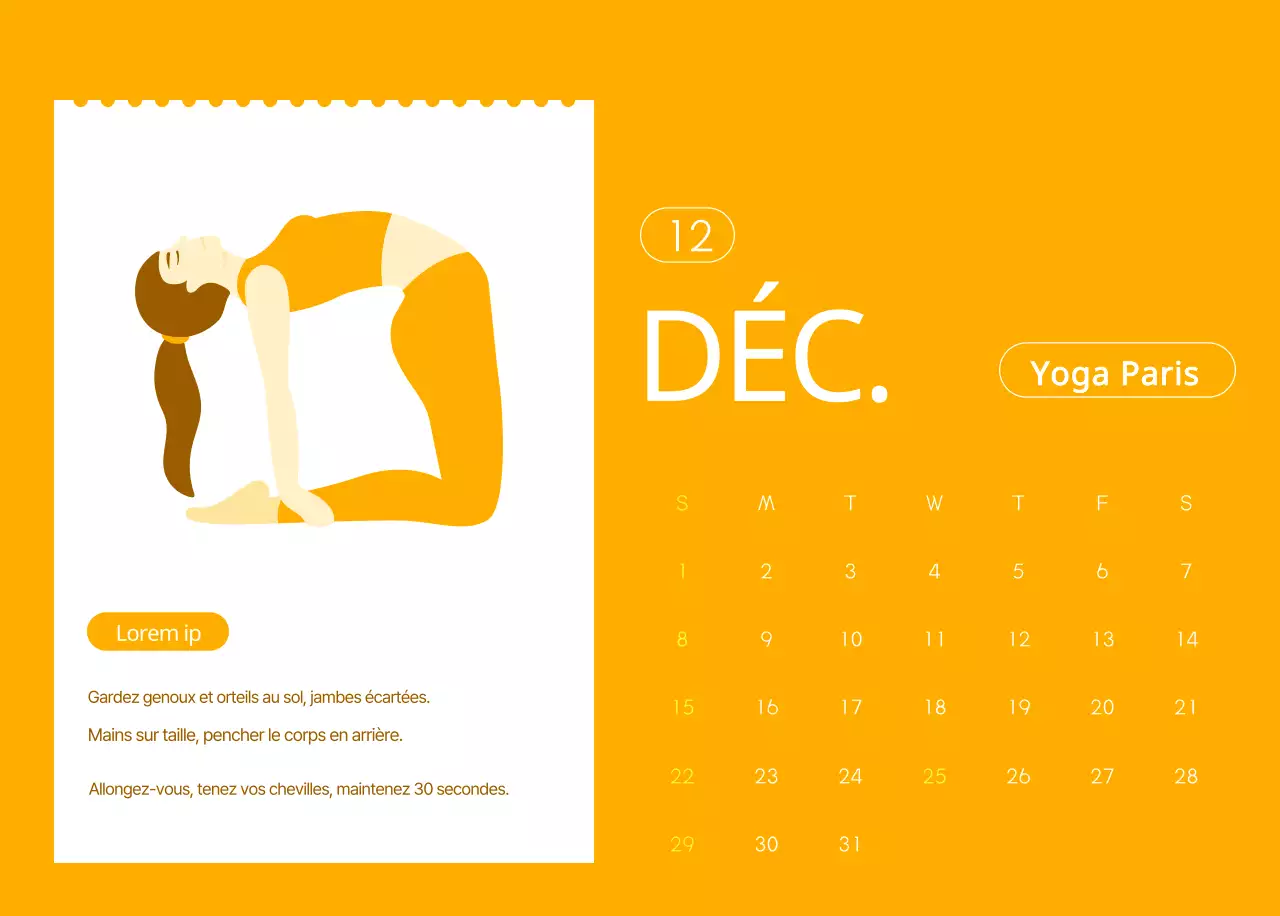 Calendriers orange à distribuer lors de la promotion de votre studio de yoga