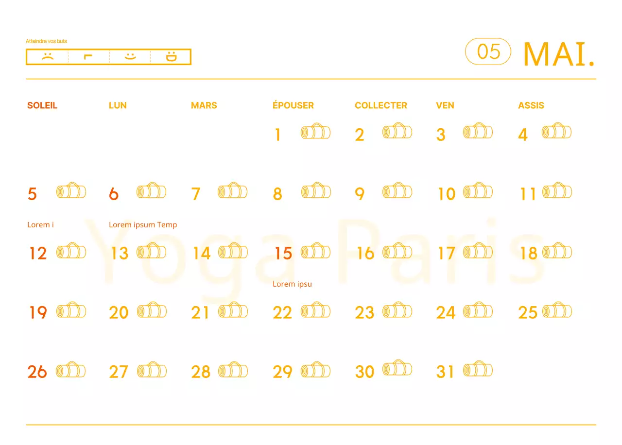 Calendriers orange à distribuer lors de la promotion de votre studio de yoga