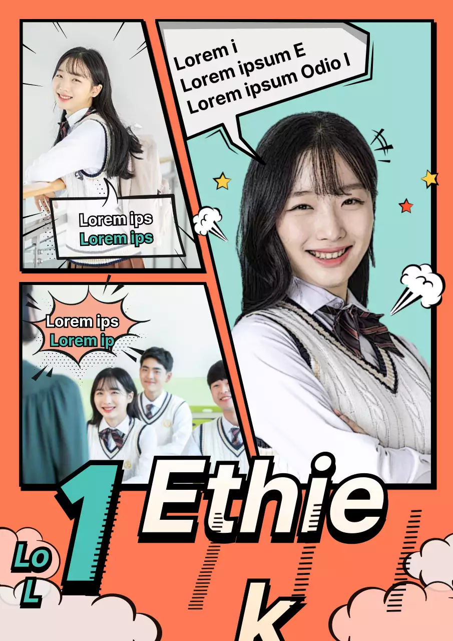 Split cartoon concept geknipt tussen oranje en groen