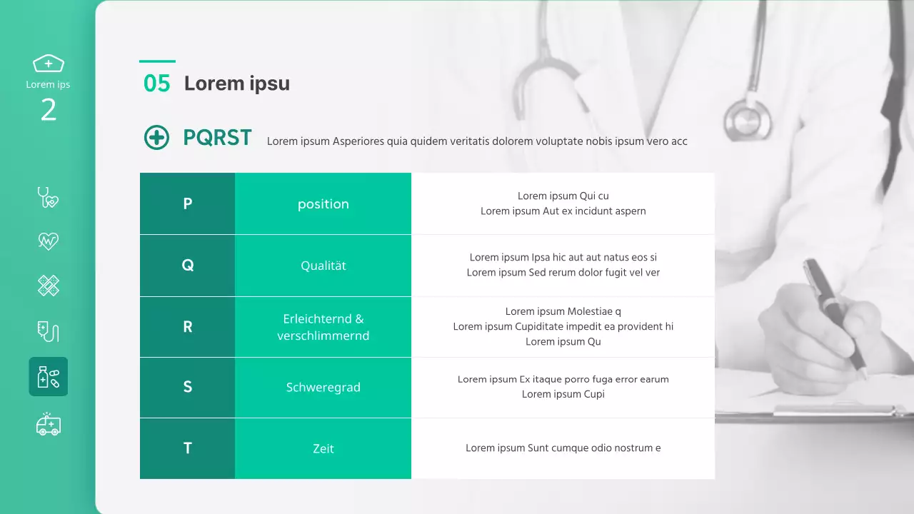 Präsentation in der Krankenpflegeklasse mit grünen Illustrationen