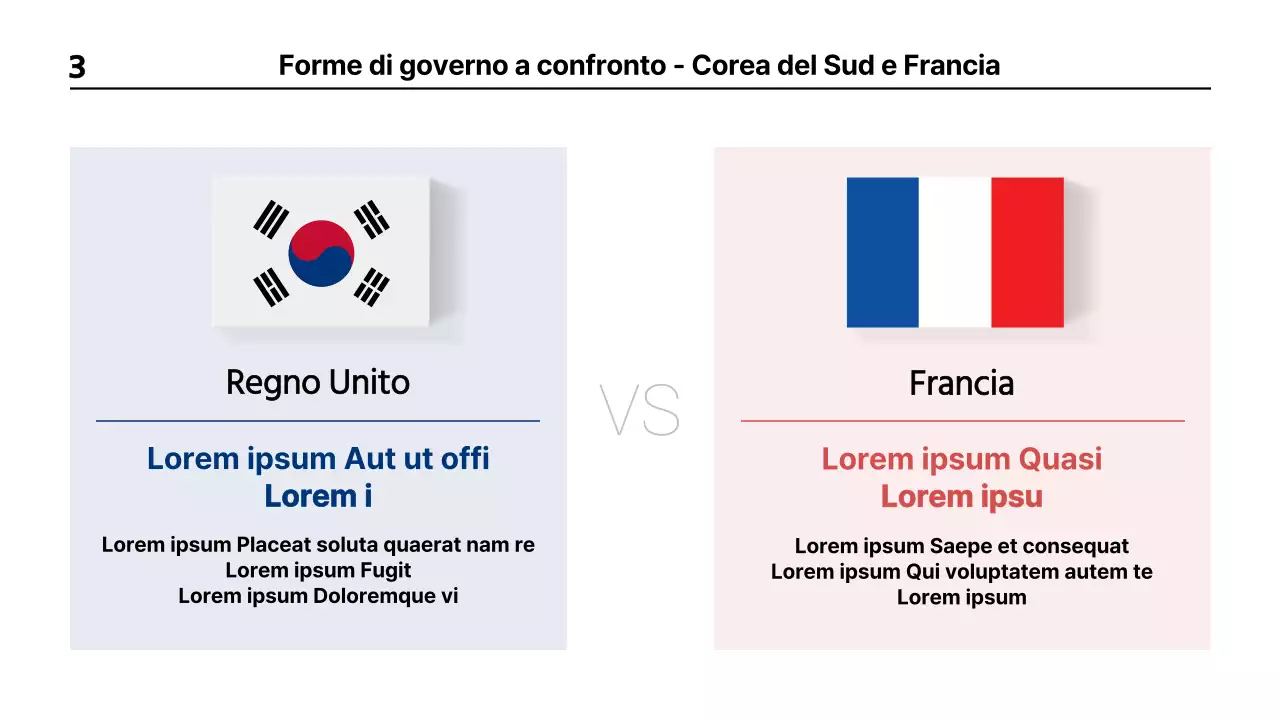 Presentazione a confronto delle elezioni presidenziali francesi con tema infografico blu e rosso