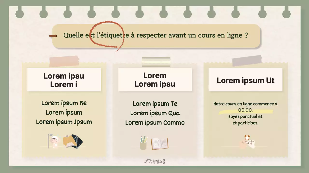 L'étiquette de la classe en ligne avec le concept de la note jaune