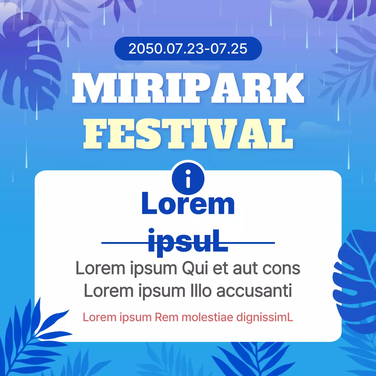 Tropische Regenausfälle in blau