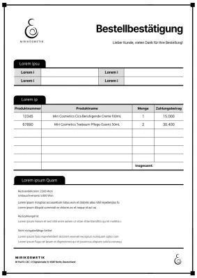 Einfache und saubere Dokumentation der Auftragsbestätigung in Schwarz