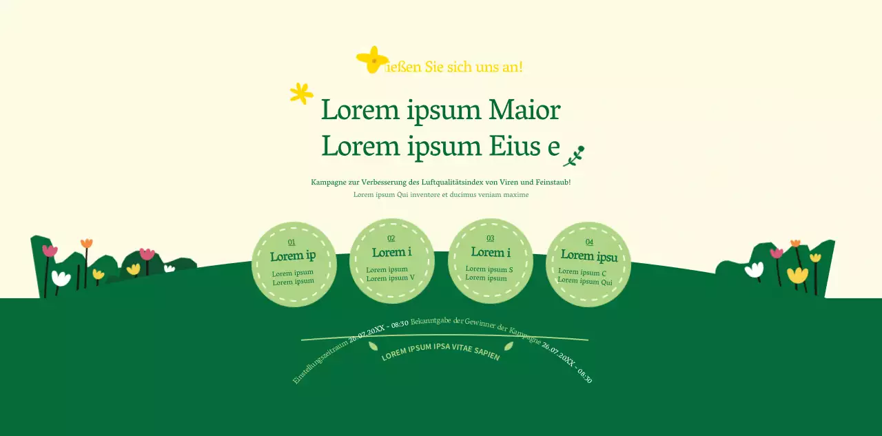 Über die grün-gelbe Kampagne "Zu Fuß zur Arbeit" im sauberen Stil