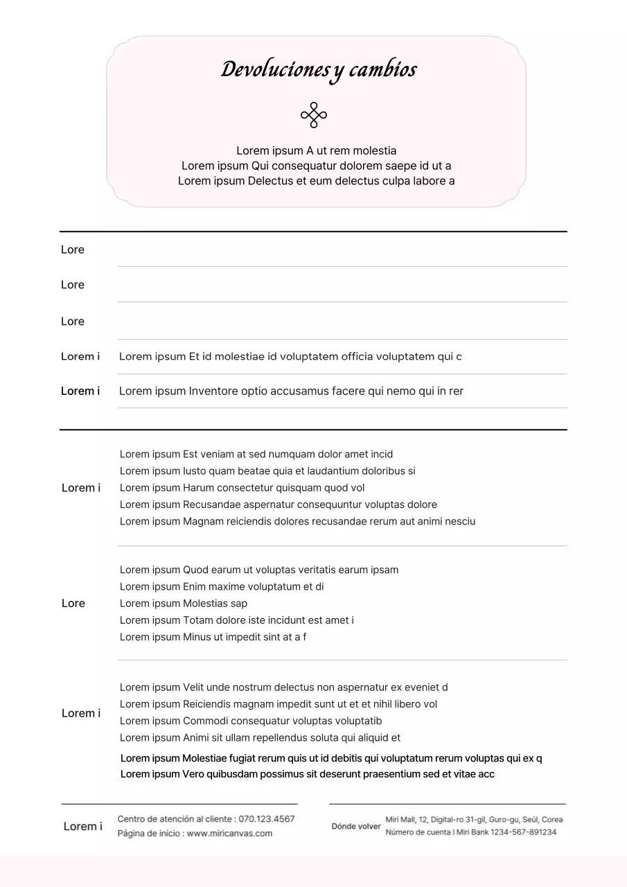 El formulario de devolución del comprador de color marfil