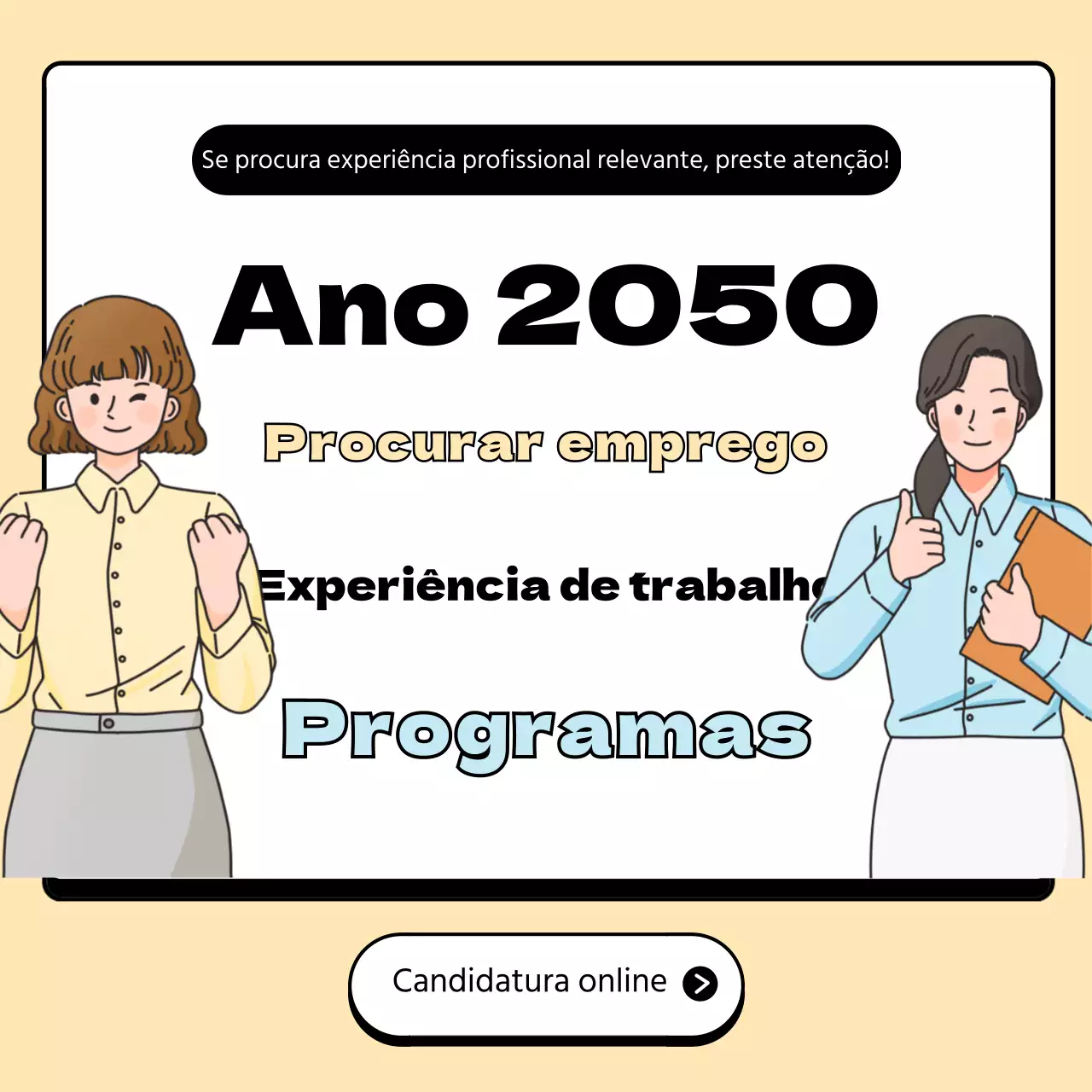 Carta de apresentação do programa de estágio profissional amarelo e branco