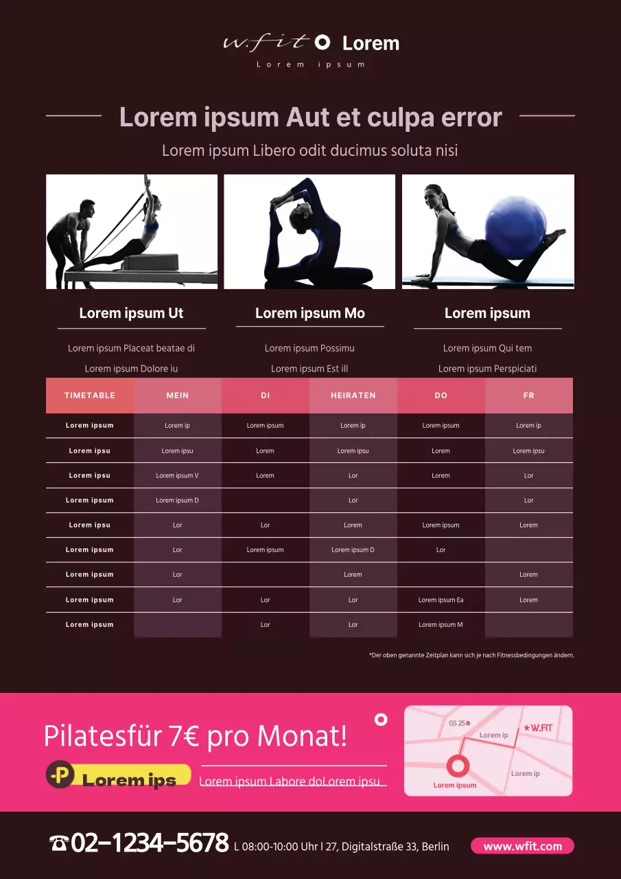 Werben Sie für Pilates-Rabatte und Yogaschulen mit Bildern von Ihnen beim Yoga in Pink.