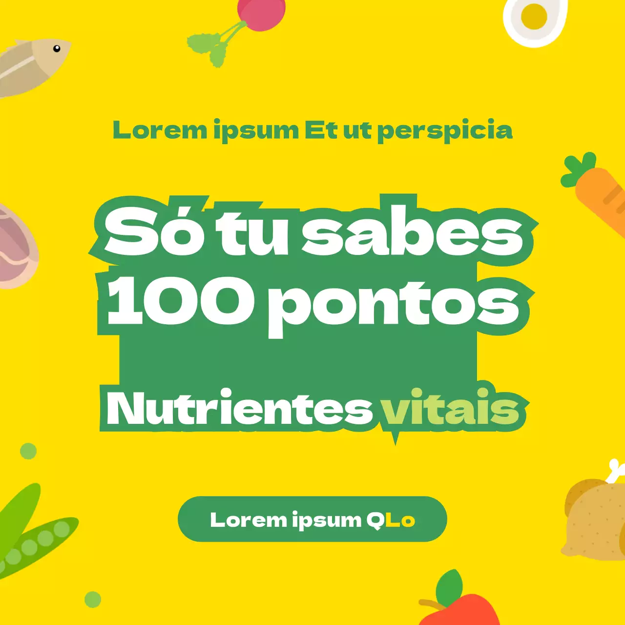 Promover produtos nutricionais com ilustrações amarelas e verdes