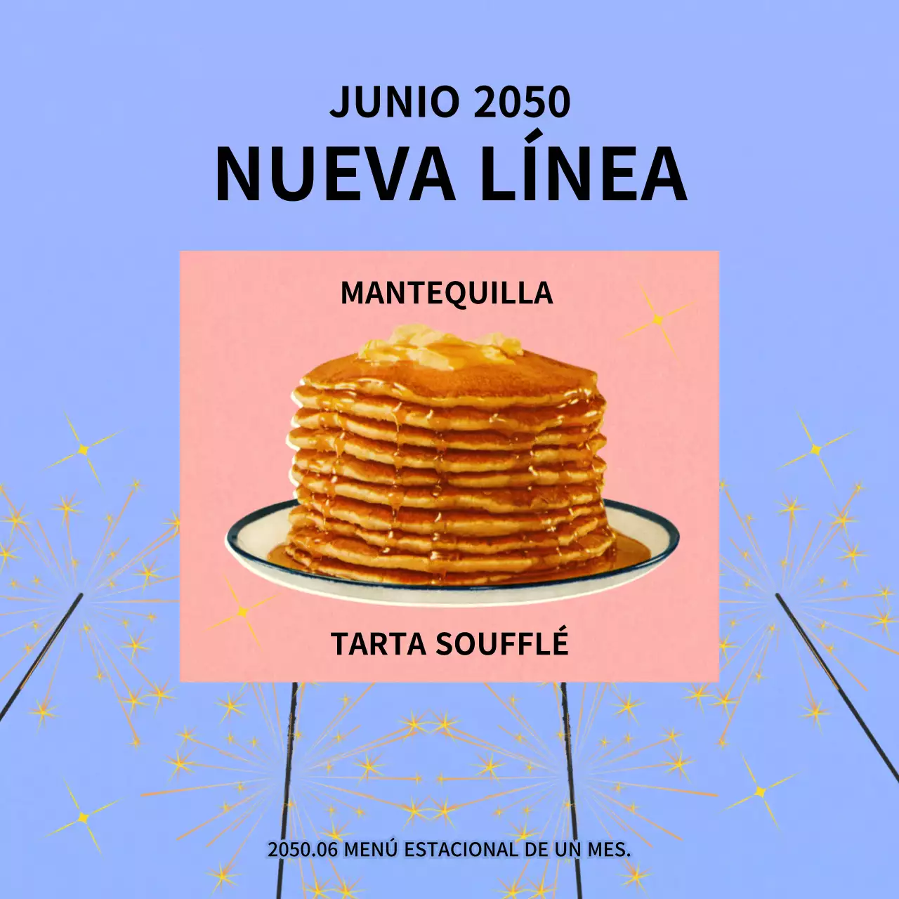 Presentación del menú de temporada del café en azul claro y rosa