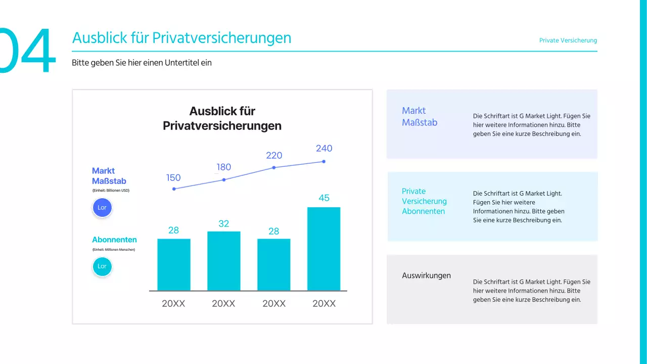 Eine einfache blaue und hellblaue Versicherungspräsentation