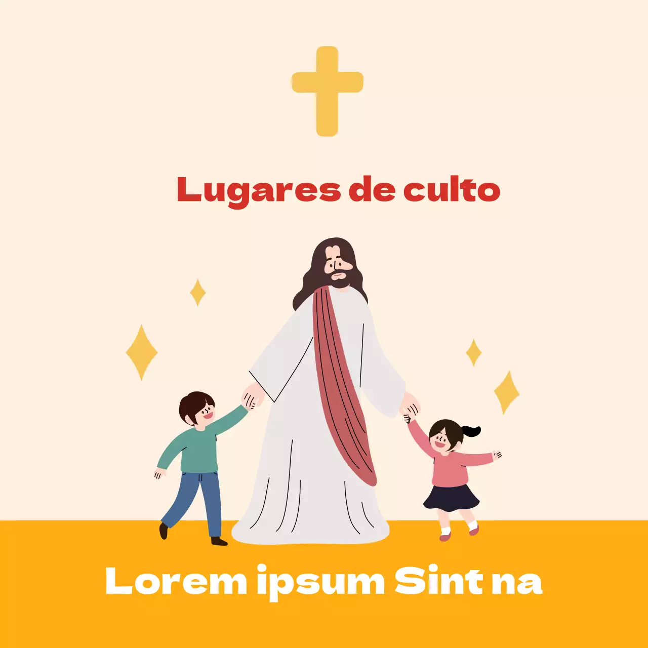 Ilustración amarilla linda iglesia corona distanciamiento
