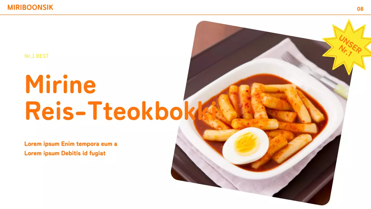 Profil eines Catering-Unternehmens mit orangefarbenen und gelben Farbakzenten und Fotolayout