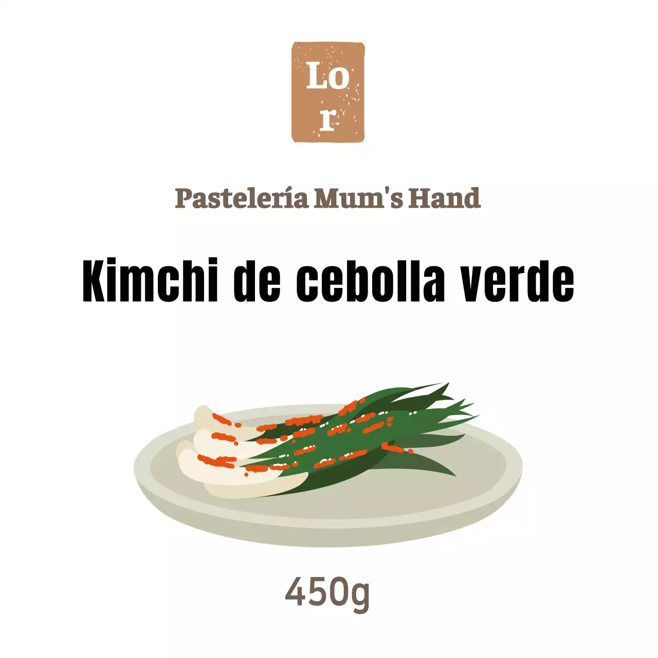 Adhesivo blanco simple para guarnición de kimchi de cebolla verde