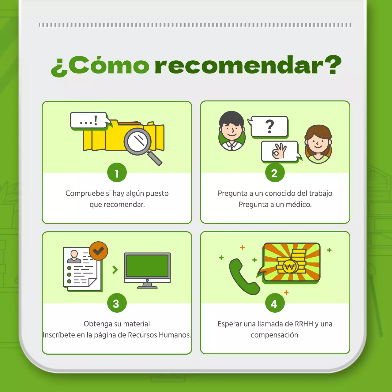 Ilustración lineal sencilla en verde y tema combinado de tarjeta de empleado en 3D para presentar el sistema interno de referencias