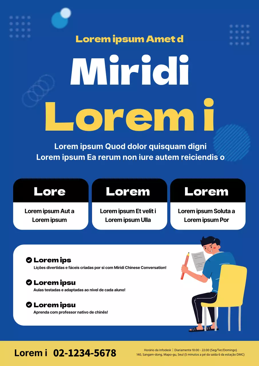 amarelo azul letras em destaque ilustração escola elegante chinês hopop