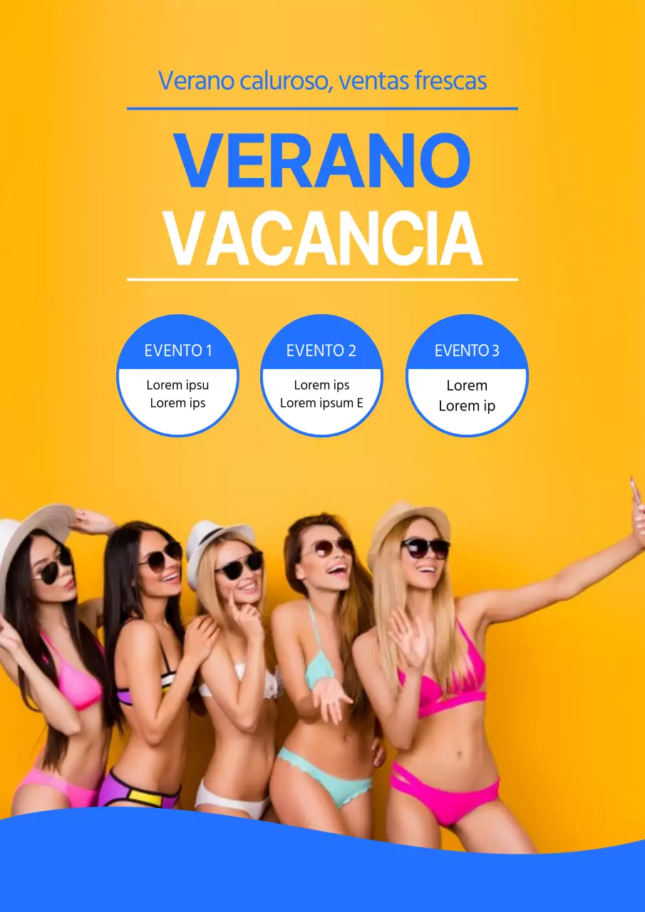 Un sencillo cartel promocional amarillo y azul para unas rebajas de verano