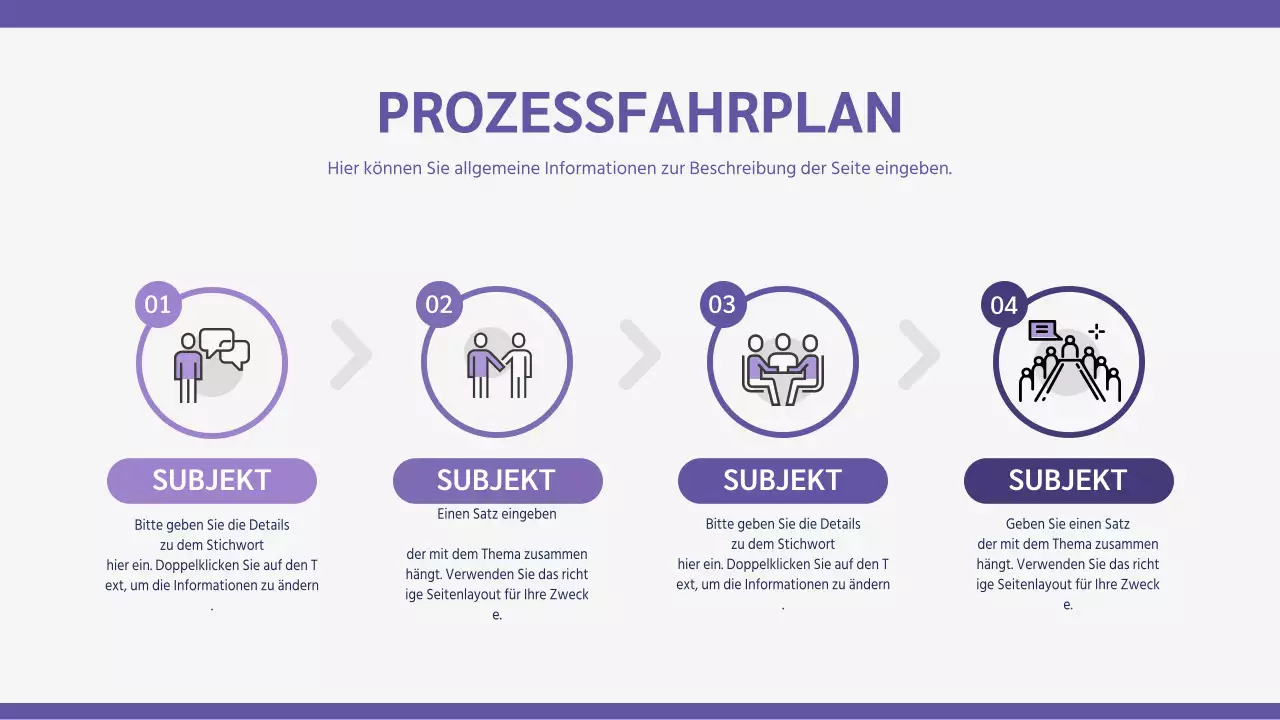 Lila und grauer kreisförmiger Pfeil-Fahrplan