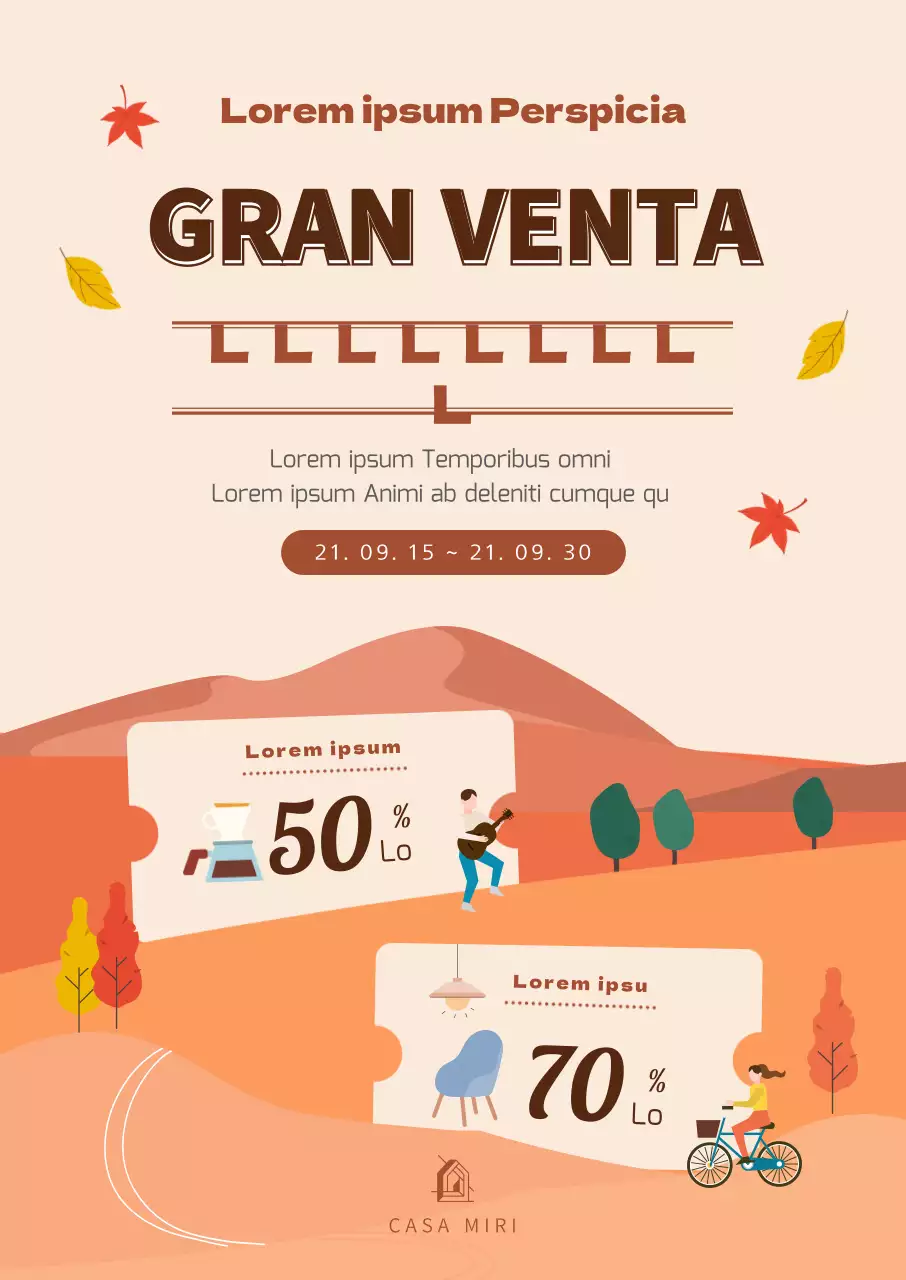 Evento de entrega en almacén de ilustraciones otoñales en beige y marrón