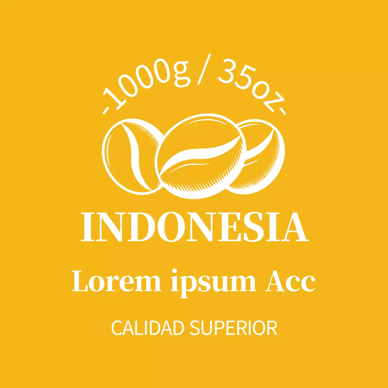 Etiqueta de granos de café con ilustración amarilla
