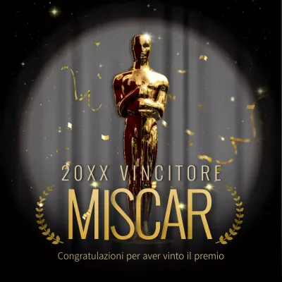 Congratulazioni per l'Oscar in nero e oro.