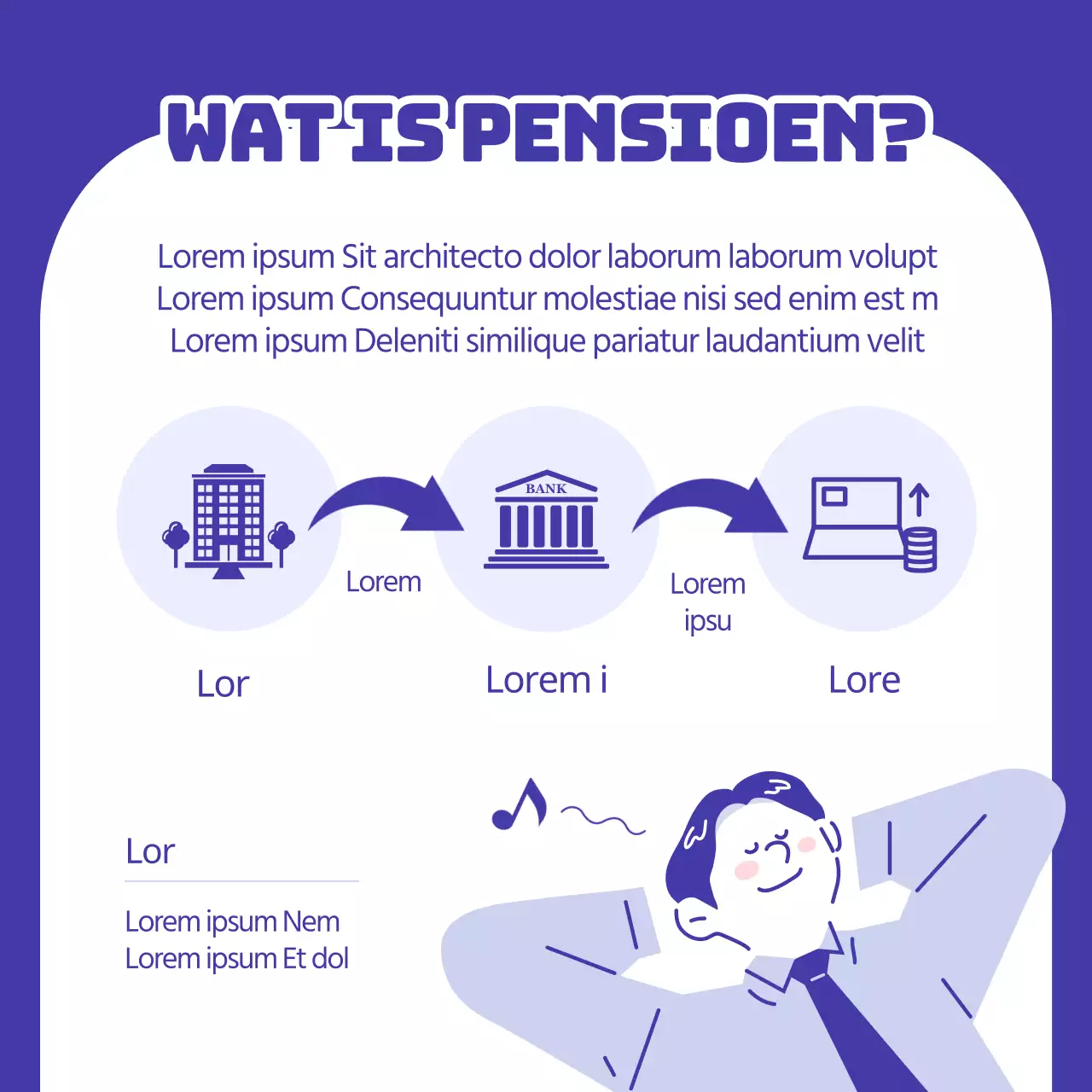 Blauwe, minimalistische pensioeninformatie