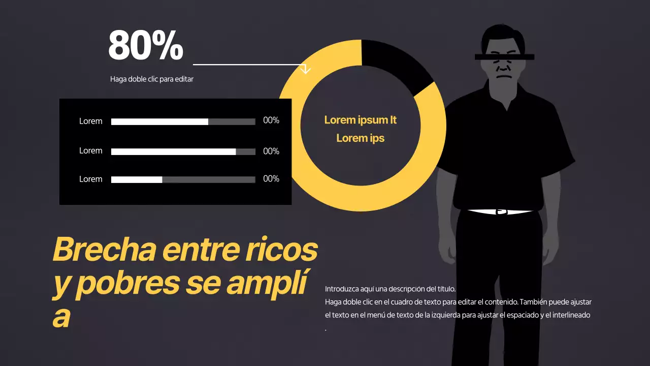 Gráfico circular en negro y amarillo