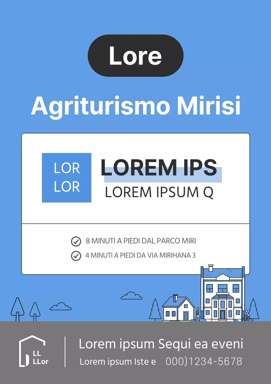 Illustrazione semplice in tonalità blu chiaro per un documento di quotazione di una transazione immobiliare.