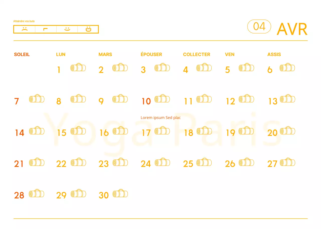 Calendriers orange à distribuer lors de la promotion de votre studio de yoga