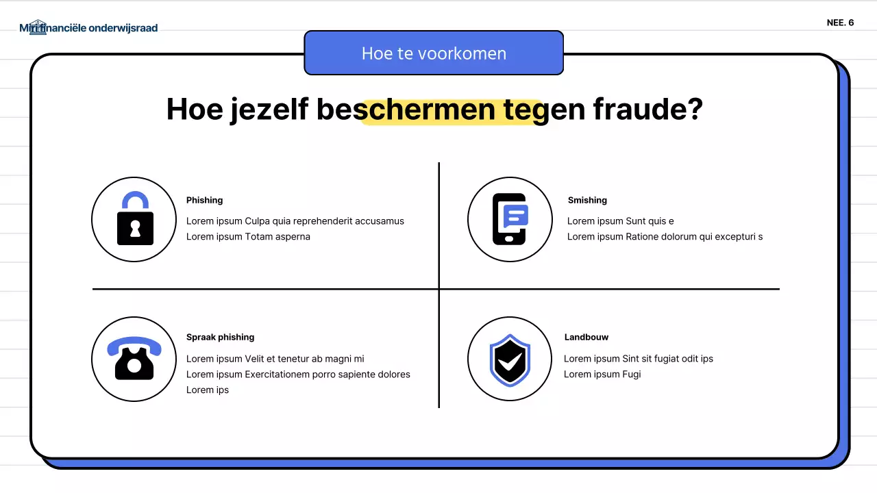 Financiële fraudepreventietraining voor blauwe volwassenen van middelbare leeftijd