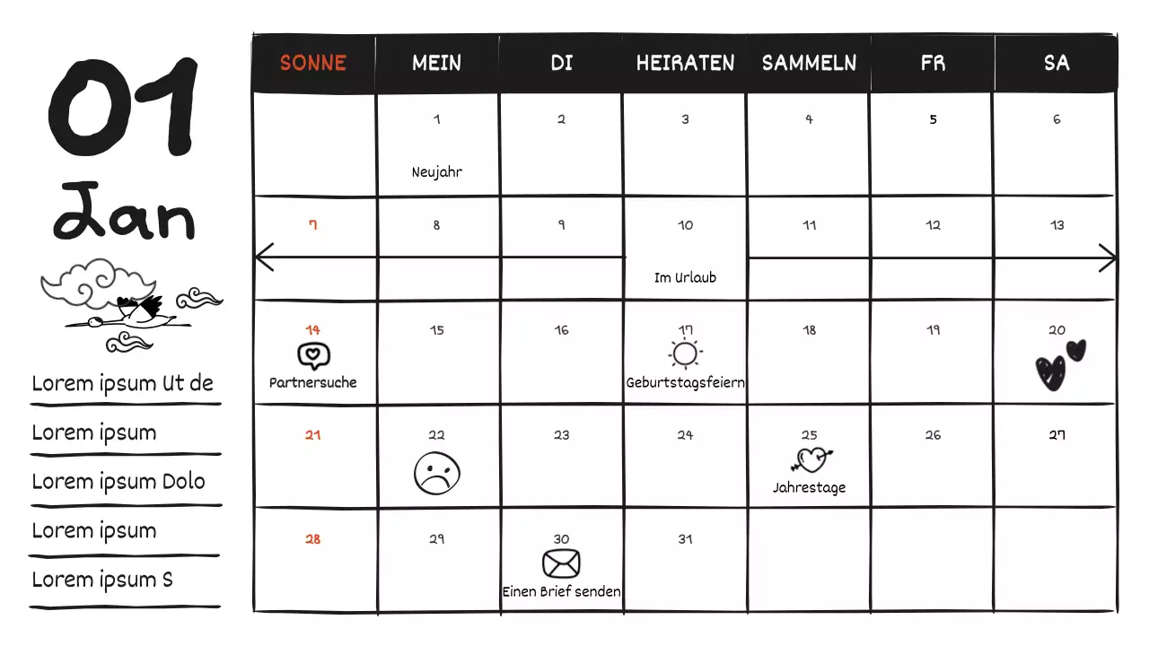 Ein schwarz-weißer, kritzelnder Tagebucheintrag mit niedlichem Kritzelflair
