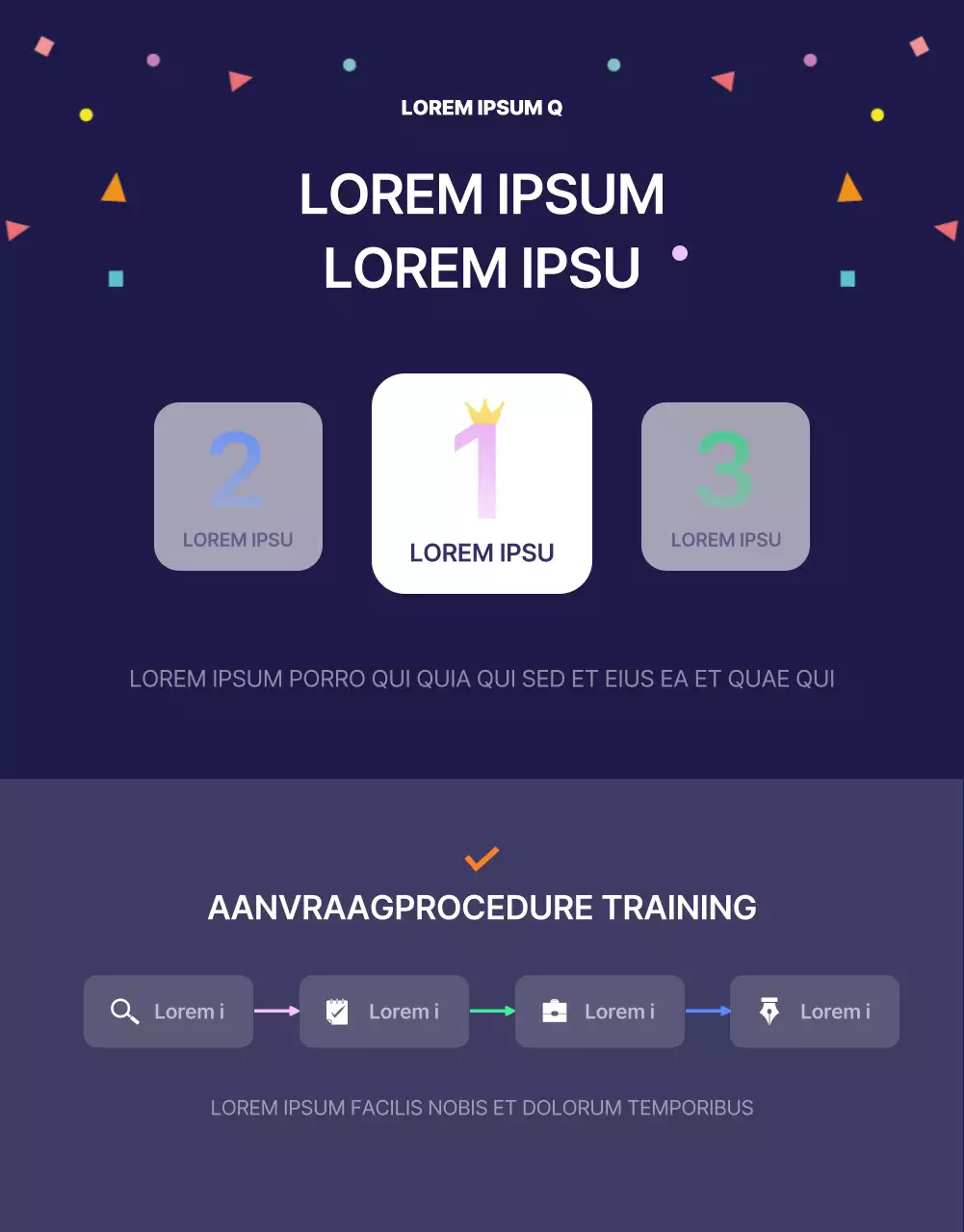 Marineblauw, eenvoudig vormconcept Intern jobtrainingssysteem