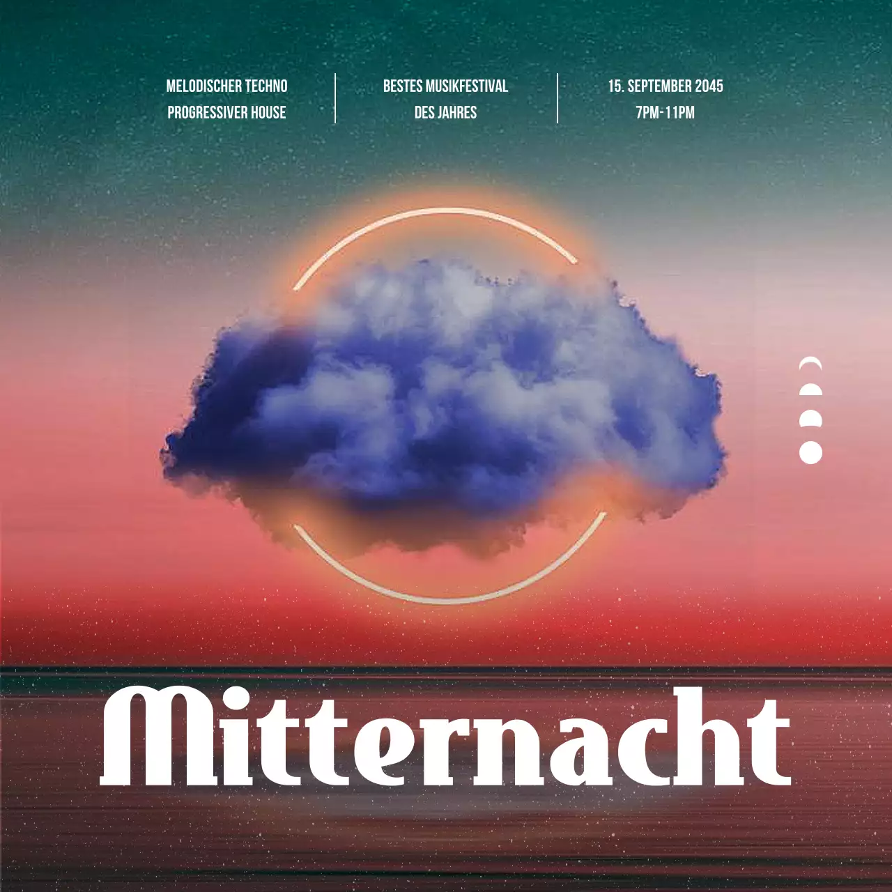 Musikfestival Ankündigung mit grünen und orangefarbenen Farbverlauf Himmel Hintergrund