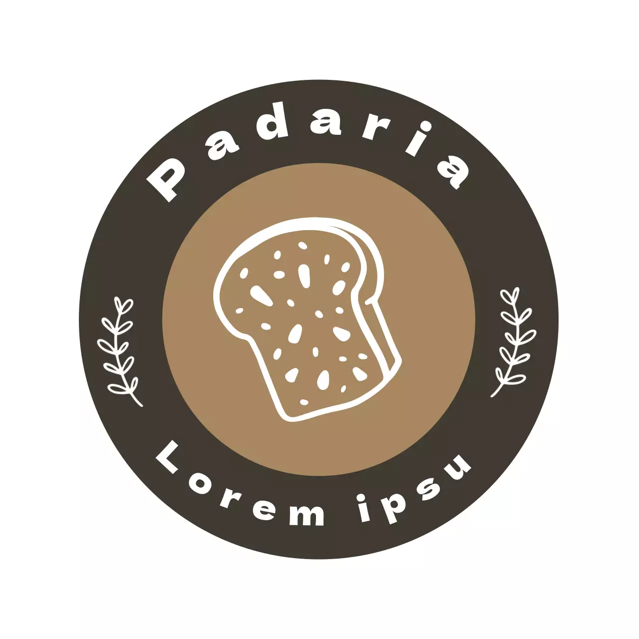 Base para copos de pão castanha com ilustração de padaria