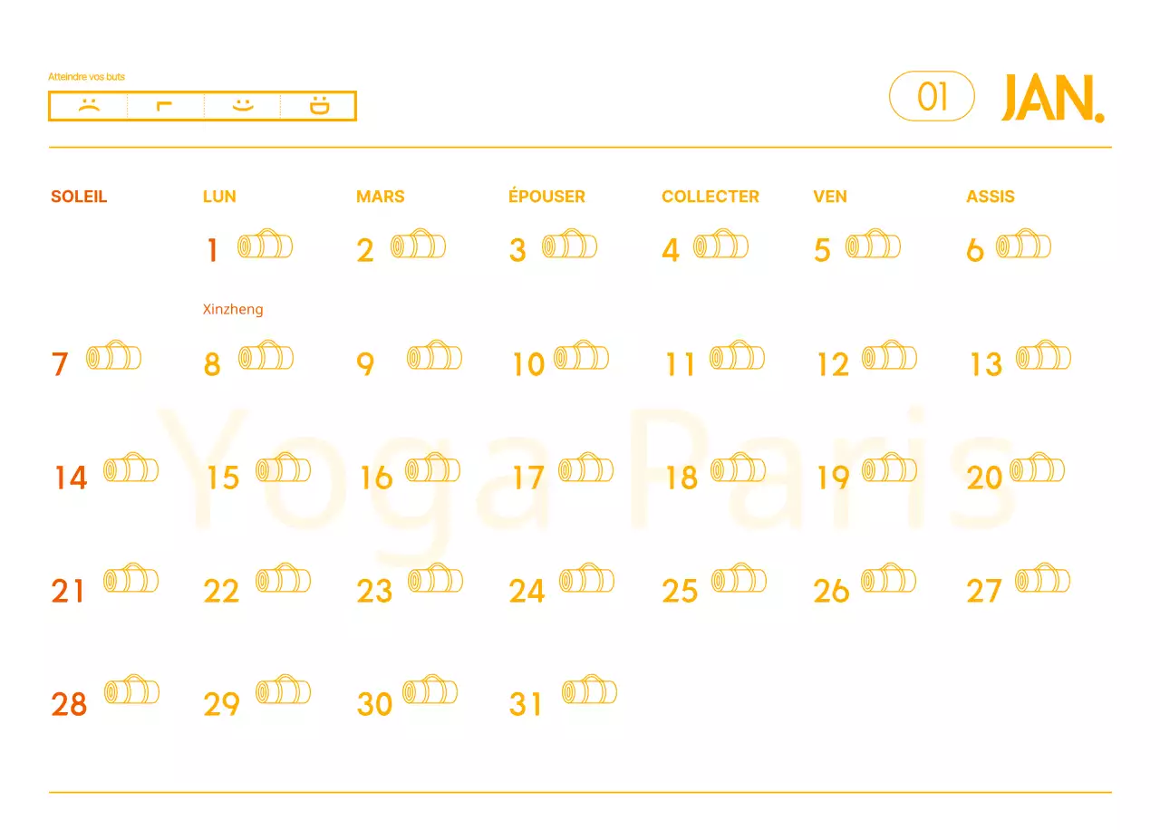 Calendriers orange à distribuer lors de la promotion de votre studio de yoga