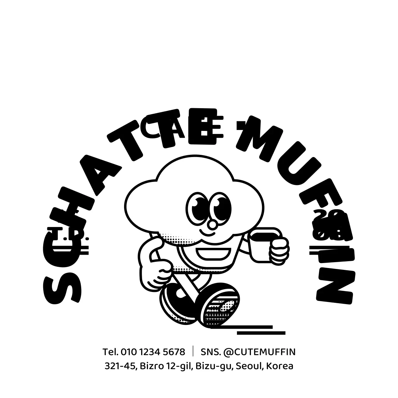 Leuke cupcake karakter illustratie logo stijl voor cafe promotie en informatie.