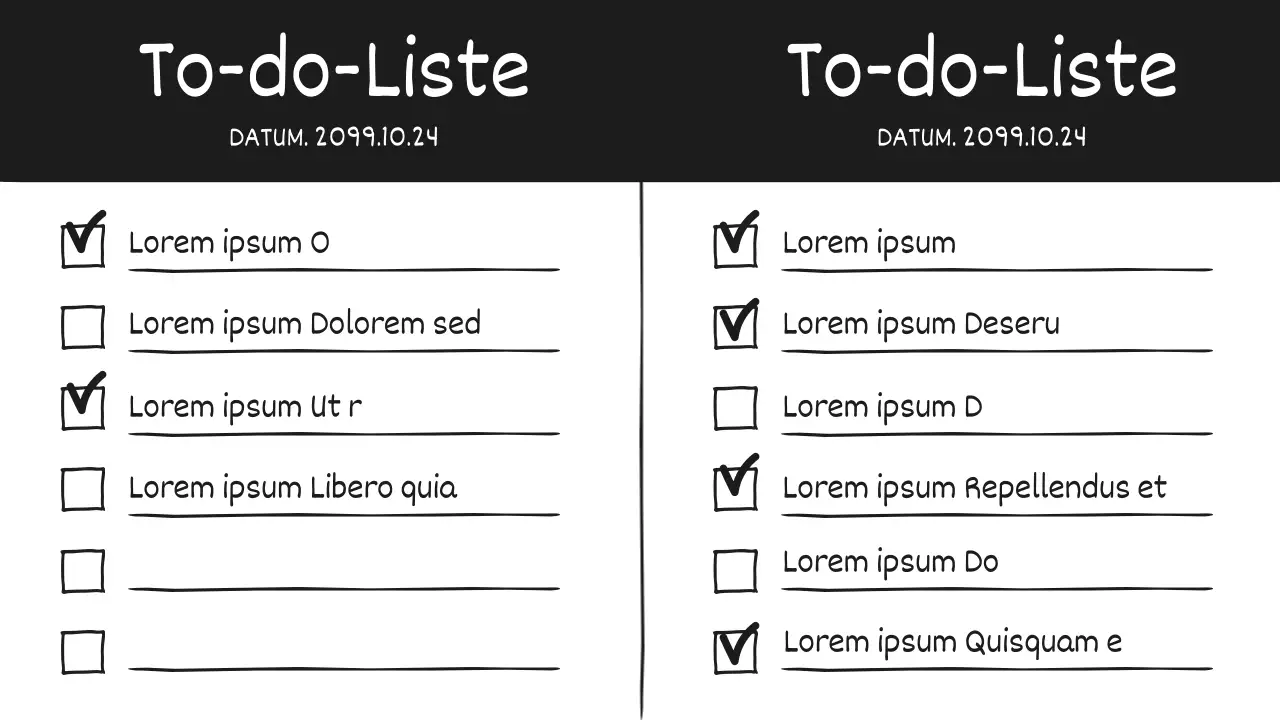 Ein schwarz-weißer, kritzelnder Tagebucheintrag mit niedlichem Kritzelflair