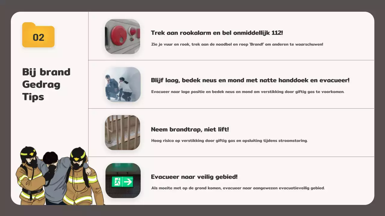 Brandveiligheidstraining met een beige bestandsverkennerconcept